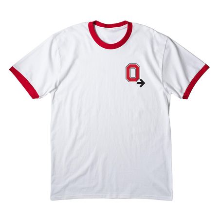 Buckeyes As One, a White/ Red Cotton Ringer Tee
