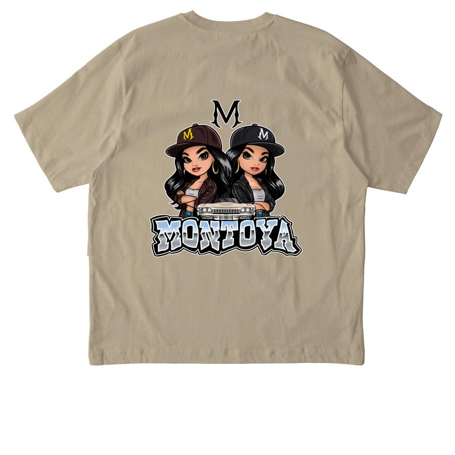 Montoya Twinz 2026 Black Logo, a Desert Dust Stanley/Stella Unisex Freestyler Heavyweight Tee (back-view)