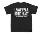 Leave the Fear. Bring the Heart.&nbsp;, a Black Youth Unisex Tee (back-view)