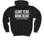 Leave the Fear. Bring the Heart.&nbsp;, a Black Youth Pullover Hoodie (back-view)