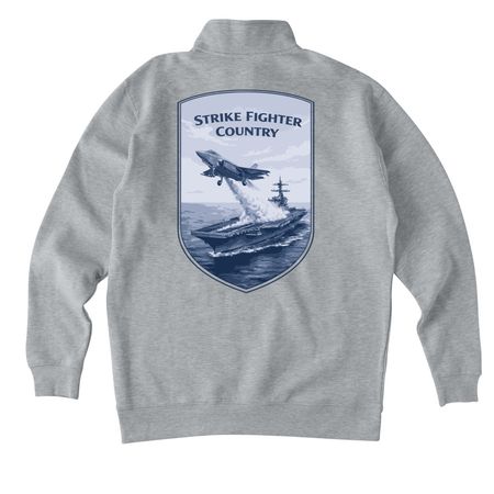 F-35 Carrier - Jet Flag Front, a Grey Heather Midweight Quarter Zip Pullover
