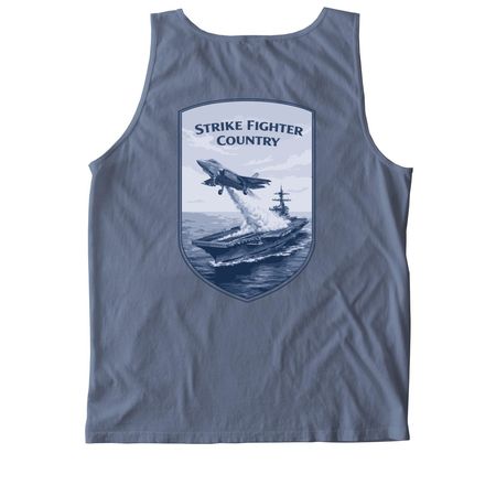 F-35 Carrier - Jet Flag Front, a Blue Jean Comfort Colors Tank Top