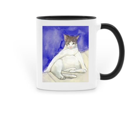 Chubby cat belly - ceramic cup, a Black Two-Tone Ceramic Mug