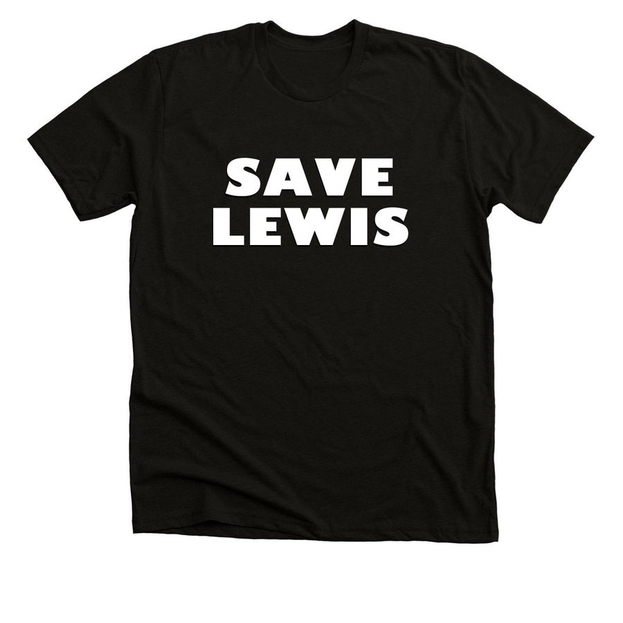 Save Lewis Logo White, a Black Heather Premium Unisex Tee