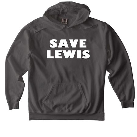 Save Lewis Logo White, a Pepper Comfort Colors Pullover Hoodie