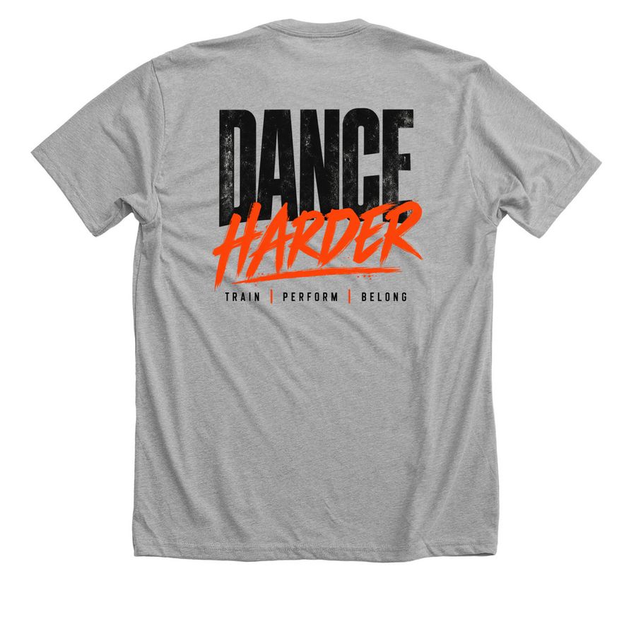 Dance Harder | Catalyst, a Athletic Heather Premium Unisex Tee (back-view)