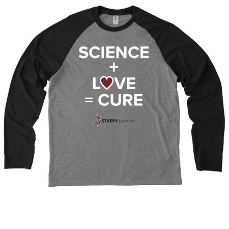 SCIENCE + LOVE = CURE Mason Michels&nbsp;, a Deep Black/ Aluminum Grey Allmade Eco Triblend Colorblock Raglan Long Sleeve Tee