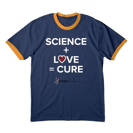 SCIENCE + LOVE = CURE Mason Michels&nbsp;, a Navy/ Gold Cotton Ringer Tee