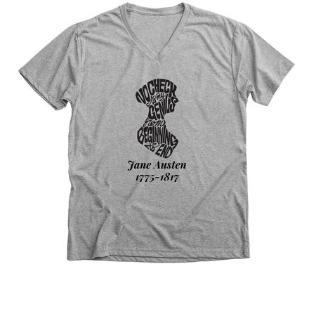 Jane Austen Calligram Dates, a Athletic Heather Premium V-Neck Tee