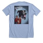 Comedian in Residence, a Heather Baby Blue Premium Unisex Tee (back-view)