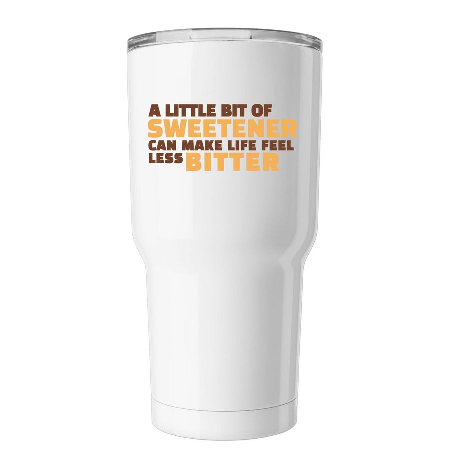 TUMBLER, a White Insulated Tumbler (back-view)