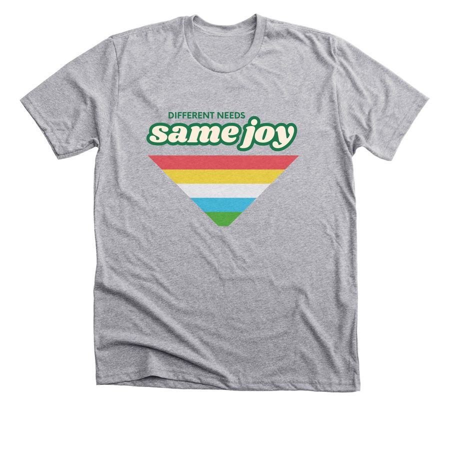 Different Needs, Same Joy, a Athletic Heather Premium Unisex Tee