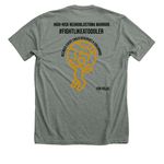 Fight with Atlas, a Deep Heather Premium Unisex Tee (back-view)