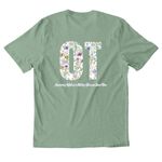 The OT Month, a Lichen Green Allmade Organic Cotton Mineral Dye Tee (back-view)