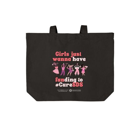 Just wanna have funDING to #CureSDS, a Deep Black Cotton Canvas Tote Bag