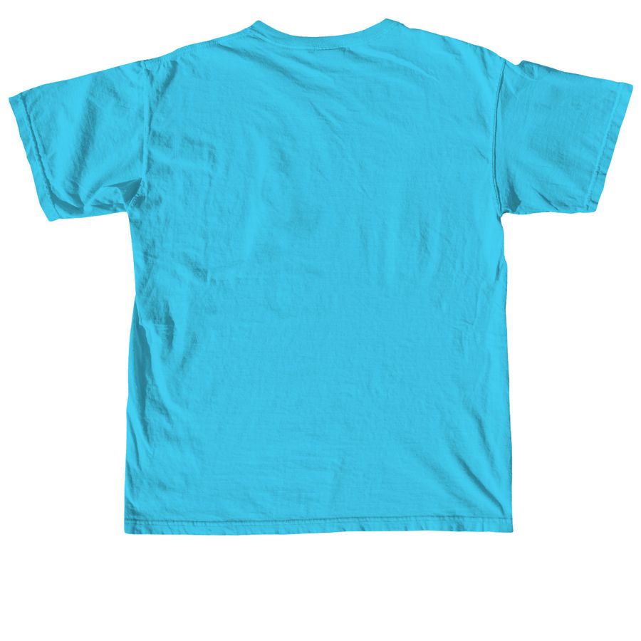Friends & Fiction Name List Summer Tees&nbsp;, a Lagoon Blue Comfort Colors Unisex Tee (back-view)