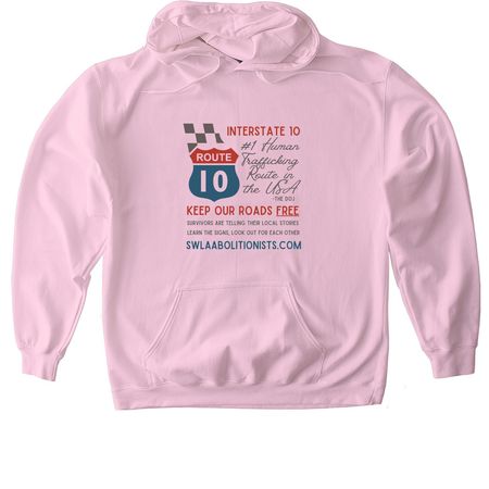 I-10 Trafficking Shirt, a Light Pink Gildan Softstyle Pullover Hoodie