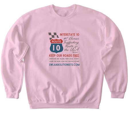 I-10 Trafficking Shirt, a Light Pink Softstyle Crewneck Sweatshirt