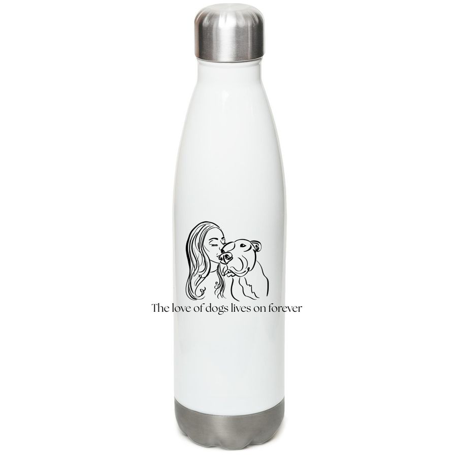 Nicole and Finn Water Bottle, a White Stainless Steel Water Bottle