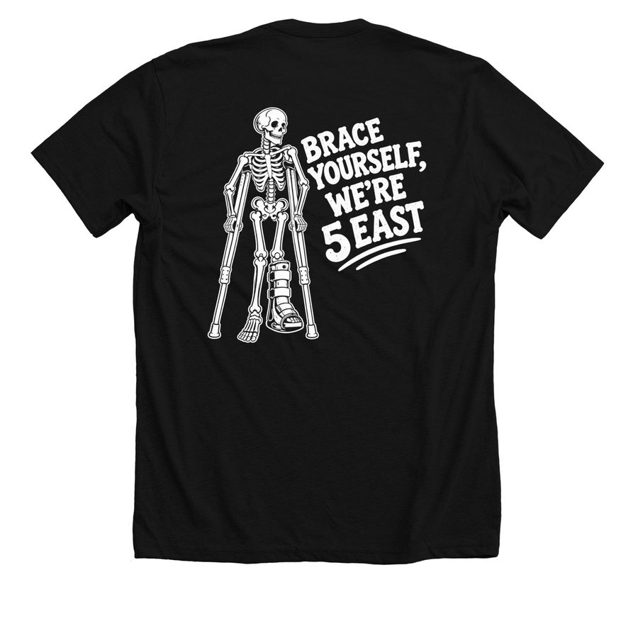 5 East, a Solid Black Blend Premium Unisex Tee (back-view)