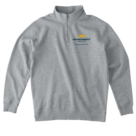 Gray Chest Design, a Grey Heather Midweight Quarter Zip Pullover