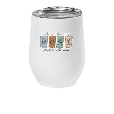 Sticker Collection Wine Tumbler, a White Insulated Wine Cup