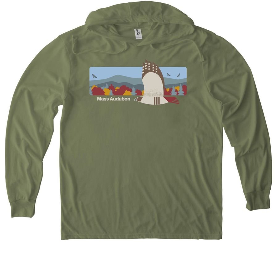 Go Wild for Red Tailed Hawks, a Olive You Green Allmade Eco Triblend Hoodie Tee