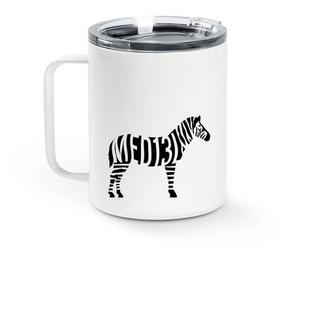 Morning Stripes, a White Stainless Steel Travel Mug