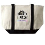 Buy A Tote Bag. &nbsp;Send a QT Kitten to College!, a Natural/Black Large Two-Tone Canvas Tote Bag (back-view)