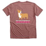 ECCR Sorry I'm Late, a Heather Mauve Premium V-Neck Tee (back-view)