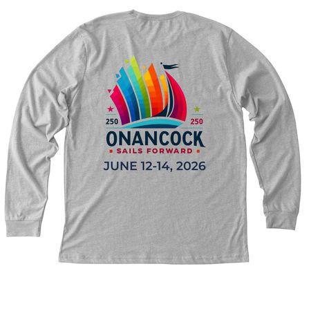 Onancock Sails Forward Shirts w/Logo on Back, a Athletic Heather Premium Long Sleeve Tee