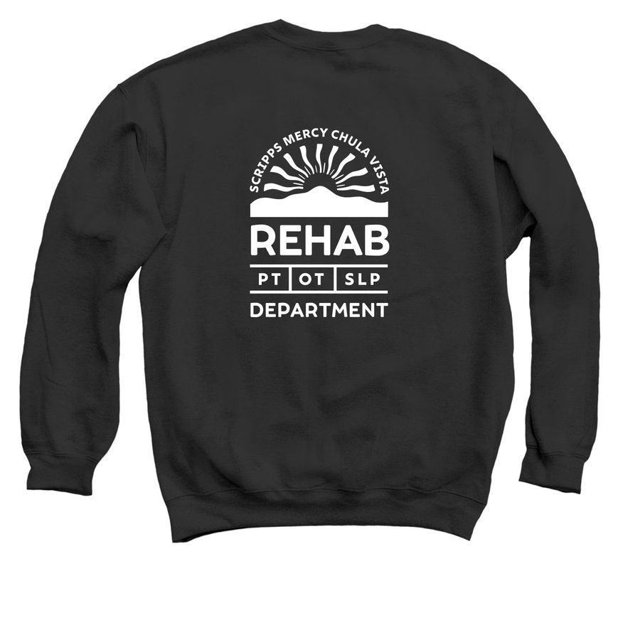 SM Rehab, a Black Crewneck Sweatshirt (back-view)