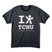 I Love TCMU Shirt, a Dark Heather Grey/ Jet Black Cotton Ringer Tee