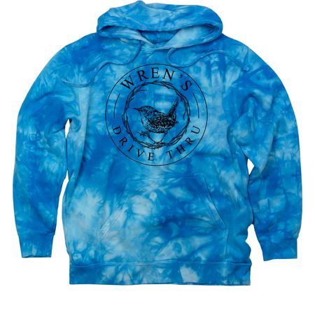 Wren's Drive Thru - Tie Dye design #2, a Aqua Blue Tie Dye Pullover Hoodie