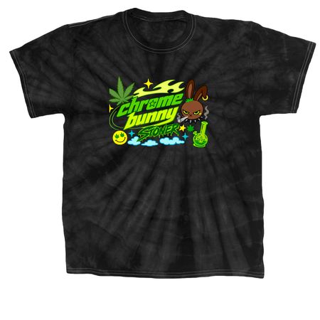 Chrome Bunny: Wake & Bake, a Black Classic Tie Dye Tee
