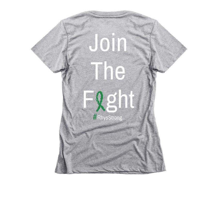 Team Rhys 2.0, a Dark Heather Grey Women's Slim Fit Tee (back-view)