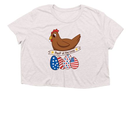 A Peep at the Coops Shirt, a Heather Dust Women?s Flowy Cropped Tee