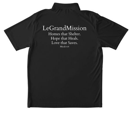Performance Polo, a Black Unisex Performance Polo (back-view)