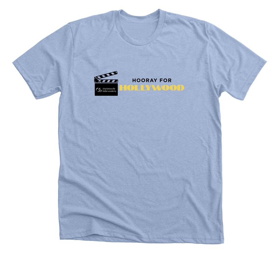 CBA Spring 26: Hooray for Hollywood, a Heather Baby Blue Premium Unisex Tee