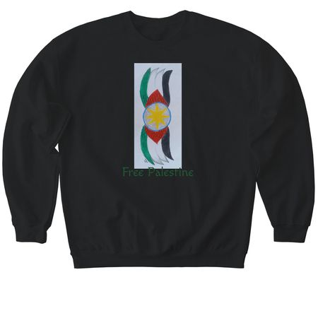 &nbsp;Young artist from Gaza, a Black Softstyle Crewneck Sweatshirt