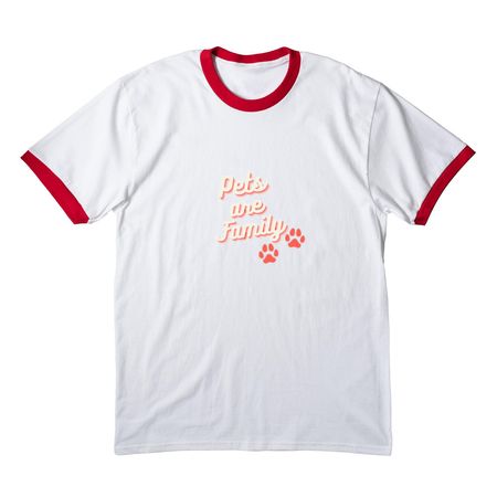 Because pets are family., a White/ Red Cotton Ringer Tee