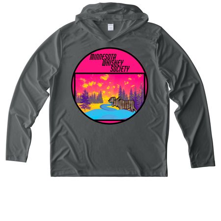 Minnesota Whiskey Society Moose&nbsp;, a Dark Smoke Grey UV Performance Long Sleeve Hoodie