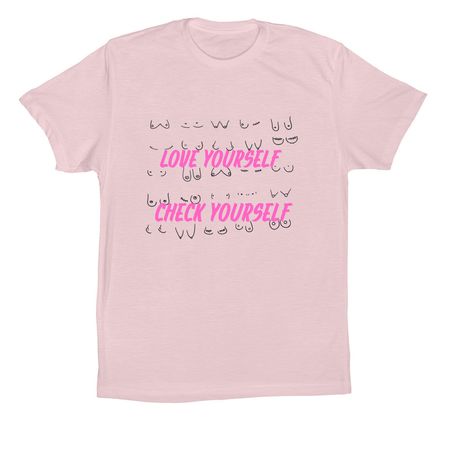 "Love Yourself, Check Yourself" Tees, a Soft Pink Premium Cotton Tee