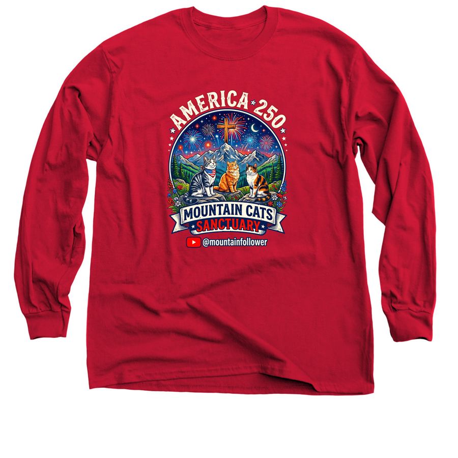 Mountain Cats Sanctuary America 250, a Red Classic Long Sleeve Tee