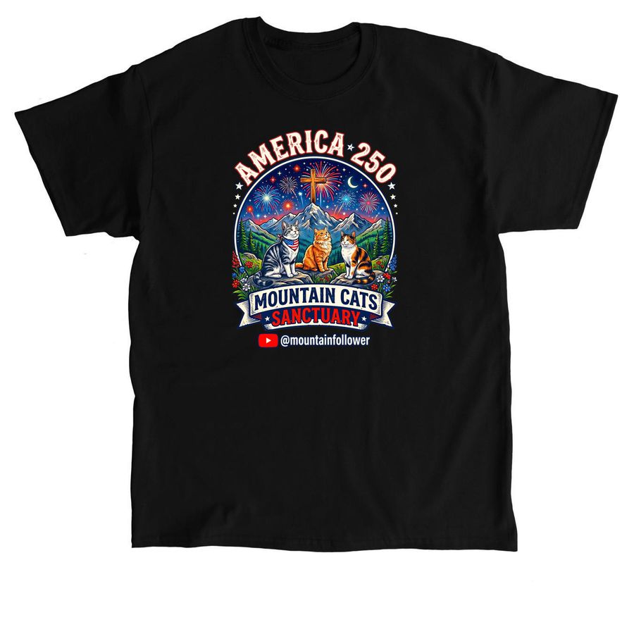 Mountain Cats Sanctuary America 250, a Black Classic Unisex Tee