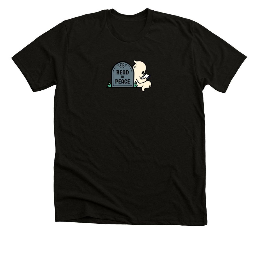 Read in Peace, a Black Heather Premium Unisex Tee