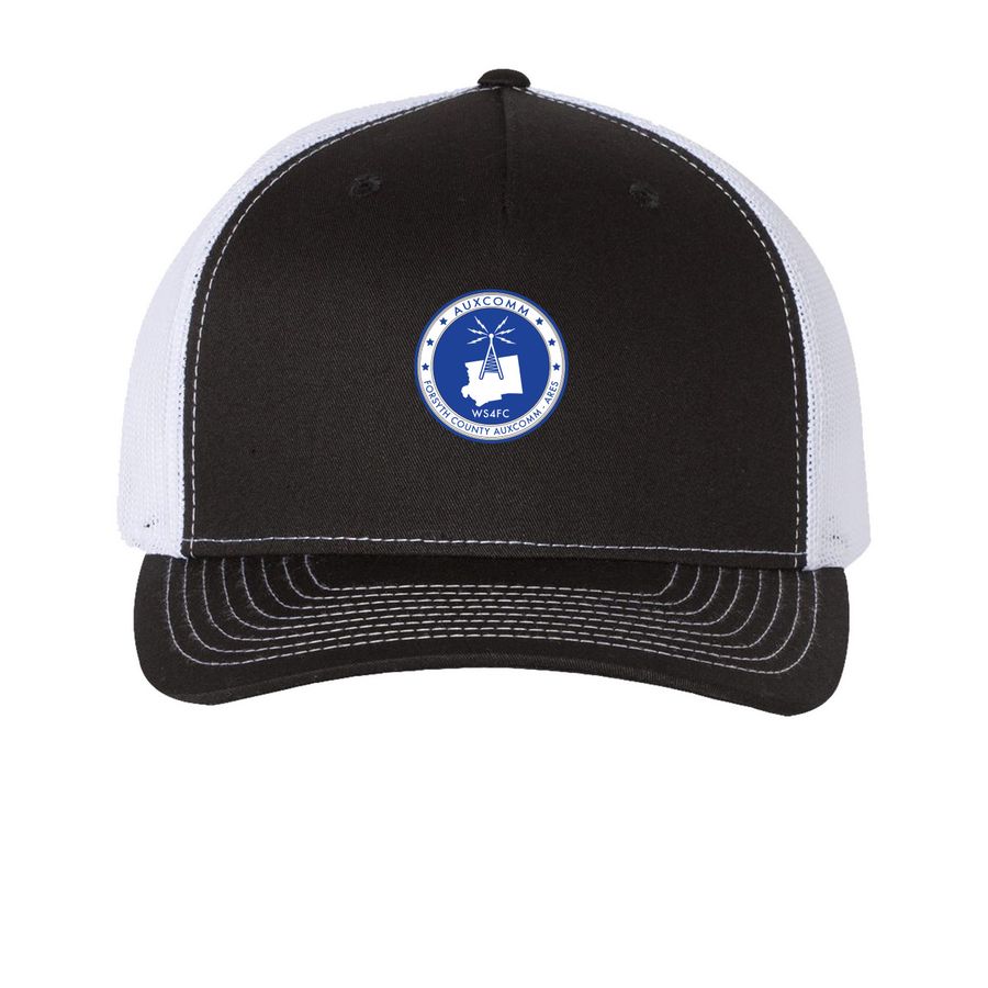 Official AuxComm Cap, a Black/ White Printed Five-Panel Trucker Cap