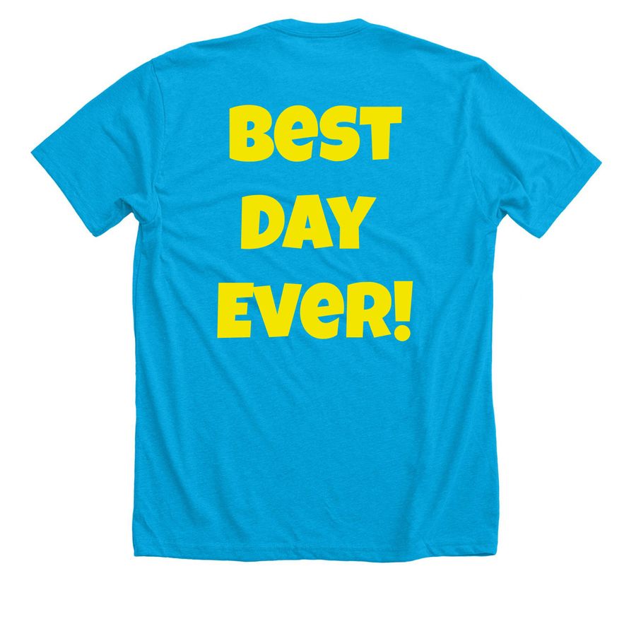 The Spongebob Musical, a Neon Blue Premium Unisex Tee (back-view)