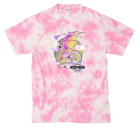 5th annual Trans Joy Fest- Demigender Design, a Bright Pink Crystal Tie Dye Tee
