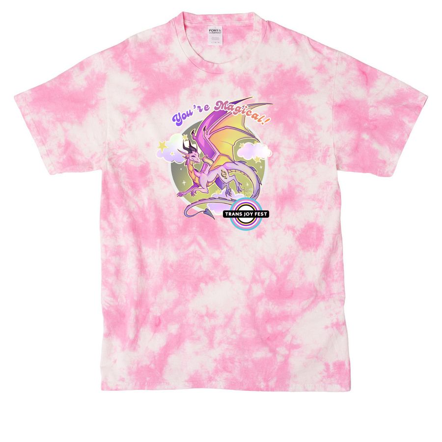 5th annual Trans Joy Fest- Demigender Design, a Bright Pink Crystal Tie Dye Tee